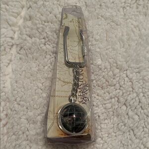 Silver and Black Globe Gemstone Keychain